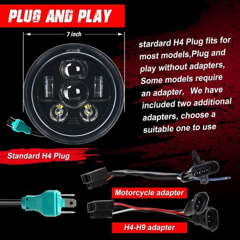 مصباح أمامي LED للدراجة النارية مقاس 7 بوصة متوافق مع ملحقات Harley Davidson Street Glide Road King Electra Glide Fat Boy Heritage Softail Deluxe Ultra Limited Classic Classic Projector Headlamp in Kuwait
