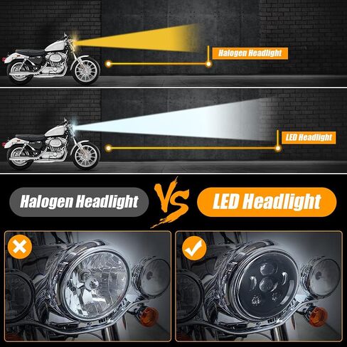 مصباح أمامي LED للدراجة النارية مقاس 7 بوصة متوافق مع ملحقات Harley Davidson Street Glide Road King Electra Glide Fat Boy Heritage Softail Deluxe Ultra Limited Classic Classic Projector Headlamp in Kuwait