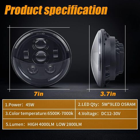 مصباح أمامي LED للدراجة النارية مقاس 7 بوصة متوافق مع ملحقات Harley Davidson Street Glide Road King Electra Glide Fat Boy Heritage Softail Deluxe Ultra Limited Classic Classic Projector Headlamp in Kuwait