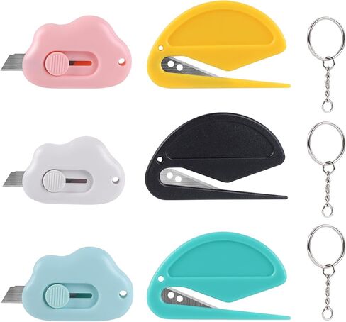 Mini Box Cutter,Letter Opener Envelope Slitter,Cloud Utility Retractable Art Knives,Letter Opener Envelope Slitter,with Key Chain(9pcs) in Kuwait
