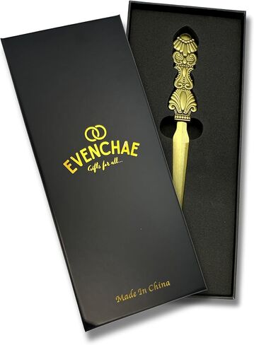 فتاحة رسائل منقوشة كلاسيكية من Evenchae - ذهبي عتيق - صندوق هدايا - 7.25 بوصة in Kuwait