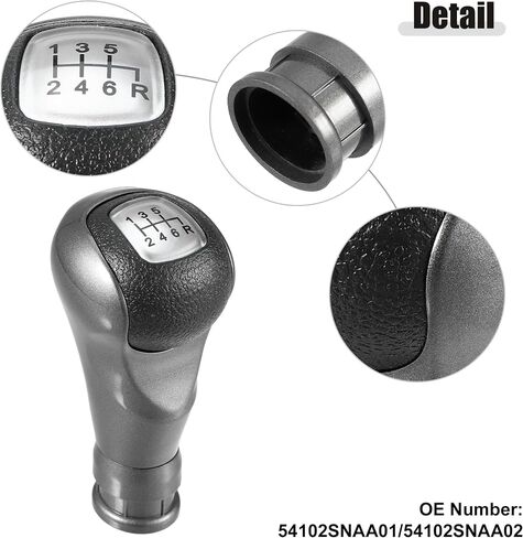 ACROPIX Gray 6 Speed Manual Gear Shift Knob Stick Shifter Lever Head Ball for Honda Civic DX EX LX 2006-2011 with Boot Cover No.54102SNAA01 - Pack of 2 in Saudi Arabia