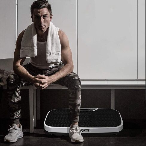 آلة منصة الاهتزاز من Hurtle Fitness - جهاز تمرين هزاز لكامل الجسم في صالة الألعاب الرياضية المنزلية، مدرب تدريب سريع لفقدان الوزن مع أشرطة مقاومة، عجلة حمل سهلة عن بعد، سرعة قابلة للتعديل in Kuwait