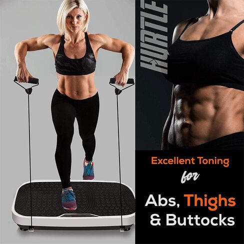 آلة منصة الاهتزاز من Hurtle Fitness - جهاز تمرين هزاز لكامل الجسم في صالة الألعاب الرياضية المنزلية، مدرب تدريب سريع لفقدان الوزن مع أشرطة مقاومة، عجلة حمل سهلة عن بعد، سرعة قابلة للتعديل in Kuwait