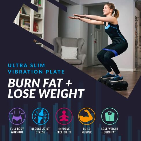 لوحة اهتزاز قوية فائقة النحافة من Bluefin Fitness، جهاز فيبرو المشكل المبتكر 5 برامج + 180 مستوى بدون ضوضاء، مكبرات صوت بلوتوث للياقة البدنية المنزلية، سهلة التخزين، تصميم أنيق وصغير الحجم in Kuwait