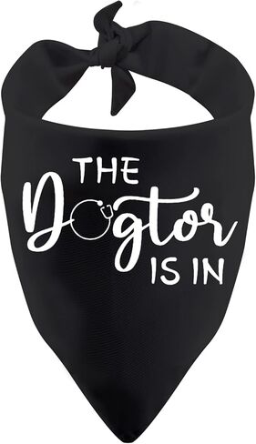 1 Piece The Dogtor is in Dog Bandana Funny Vet Student Graduation Gift Dog Puppy Bandana Gift for Veterinarian (The Dogtor is in D) in Saudi Arabia