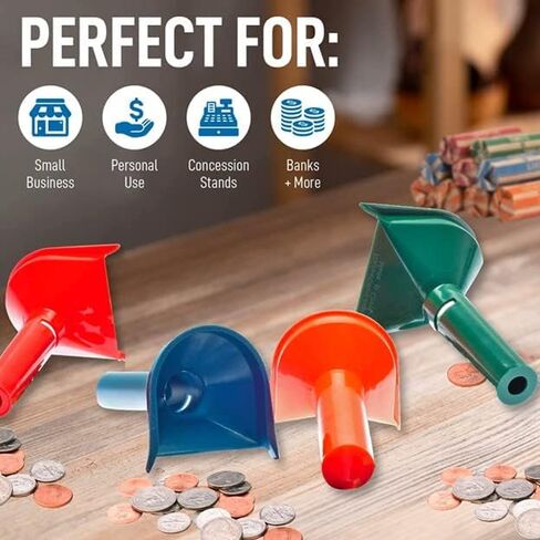 Nadex Easy Wrap Coin Tube Set with 40 Wrappers Included - Funnel Shaped Coin for Pennies, Nickles, Dimes, and Quarters - Four Color-Coded Tubes in Saudi Arabia