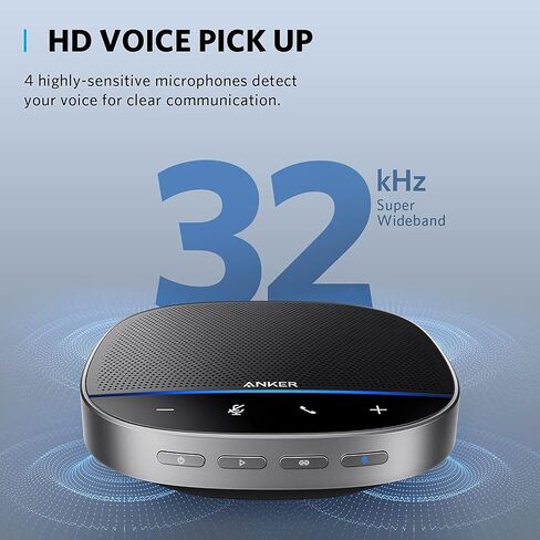 Anker PowerConf S500 Speakerphone with Zoom Rooms Certification, USB-C Conference Speaker, Bluetooth Speakerphone for Conference Room, Conference Microphone with Premium Voice Pickup (Renewed) in Saudi Arabia
