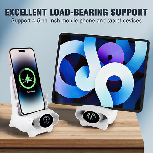 كرسي صغير لاسلكي شاحن سريع حامل هاتف متعدد الوظائف، حامل الهاتف الخليوي للمكتب، حامل الهاتف المحمول متعدد الوظائف، شاحن لاسلكي 3 في 1 مع وظيفة مكبر الصوت in Kuwait