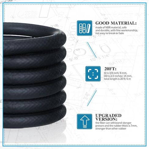 Pangda 20ft خط الوقود خرطوم NBR خرطوم مطاطي خرطوم الوقود 300PSI خط وقود القارب لأنظمة وقود المحرك الصغيرة (3/8 بوصة) in Saudi Arabia