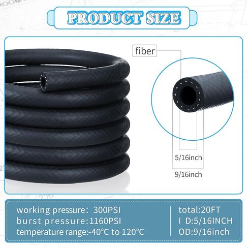 Pangda 20ft خط الوقود خرطوم NBR خرطوم مطاطي خرطوم الوقود 300PSI خط وقود القارب لأنظمة وقود المحرك الصغيرة (3/8 بوصة) in Saudi Arabia