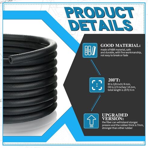Pangda 20ft خط الوقود خرطوم NBR خرطوم مطاطي خرطوم الوقود 300PSI خط وقود القارب لأنظمة وقود المحرك الصغيرة (3/8 بوصة) in Saudi Arabia