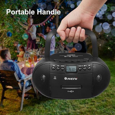 مجموعة مشغل الأقراص المضغوطة والكاسيت المحمولة من جي كيني، مجموعة بومبوكس، مسجل شريط كاسيت مع جهاز تحكم عن بعد، راديو AM FM، تشغيل USB مع مقبس سماعة الأذن، مكبر صوت بلوتوث 5.1 فولت، يعمل بالبطارية أو يعمل بالتيار المتردد للمنزل in Kuwait