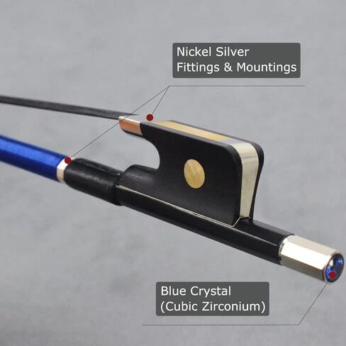Unique Carbon Fibre Cello Bow with Blue Crystal Full Size 4/4 Standard Weight Fiddle Bow Ebony Frog Mongolian Horsehair in Saudi Arabia
