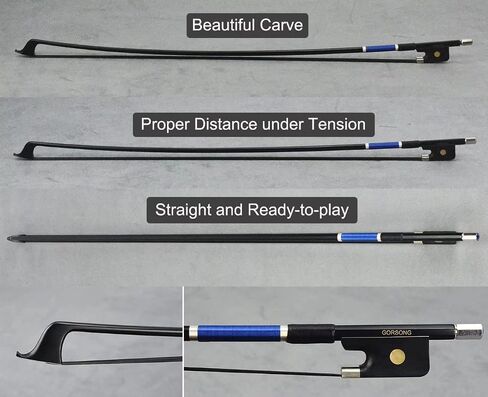 Unique Carbon Fibre Cello Bow with Blue Crystal Full Size 4/4 Standard Weight Fiddle Bow Ebony Frog Mongolian Horsehair in Saudi Arabia