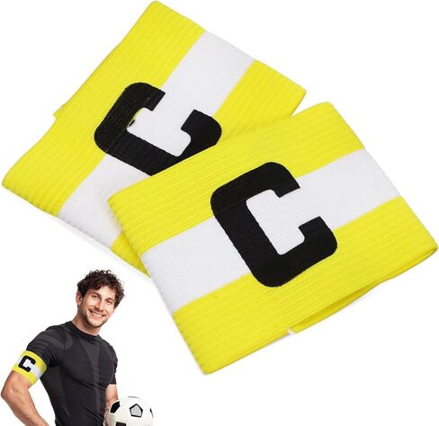 LIOOBO Captain C Arm Band: 2 Pack Football Captain Armbands, Elastic Soccer Captain Armband, Yellow Football Player Arm Bands in Saudi Arabia