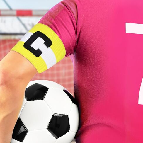 LIOOBO Captain C Arm Band: 2 Pack Football Captain Armbands, Elastic Soccer Captain Armband, Yellow Football Player Arm Bands in Saudi Arabia