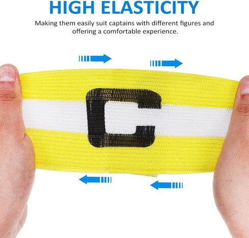 LIOOBO Captain C Arm Band: 2 Pack Football Captain Armbands, Elastic Soccer Captain Armband, Yellow Football Player Arm Bands in Saudi Arabia