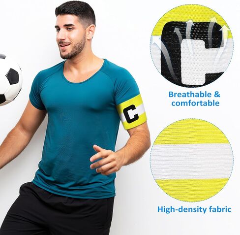 LIOOBO Captain C Arm Band: 2 Pack Football Captain Armbands, Elastic Soccer Captain Armband, Yellow Football Player Arm Bands in Saudi Arabia