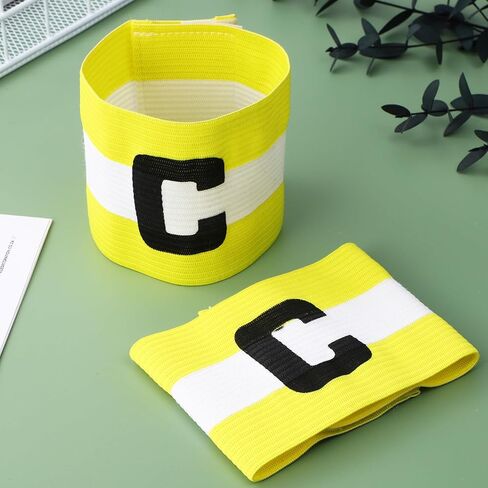 LIOOBO Captain C Arm Band: 2 Pack Football Captain Armbands, Elastic Soccer Captain Armband, Yellow Football Player Arm Bands in Saudi Arabia