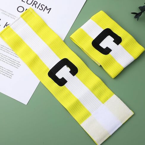 LIOOBO Captain C Arm Band: 2 Pack Football Captain Armbands, Elastic Soccer Captain Armband, Yellow Football Player Arm Bands in Saudi Arabia