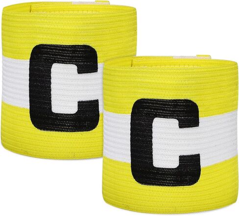 LIOOBO Captain C Arm Band: 2 Pack Football Captain Armbands, Elastic Soccer Captain Armband, Yellow Football Player Arm Bands in Saudi Arabia