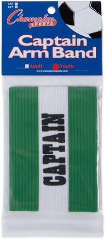 حزام ذراع الكابتن الرياضي للشباب، أخضر - أربطة ذراع كابتن من النايلون المنسوج للجنسين لكرة القدم وكرة القدم وكرة السلة والمزيد - إكسسوارات رياضية ممتازة للفريق للأطفال in Kuwait