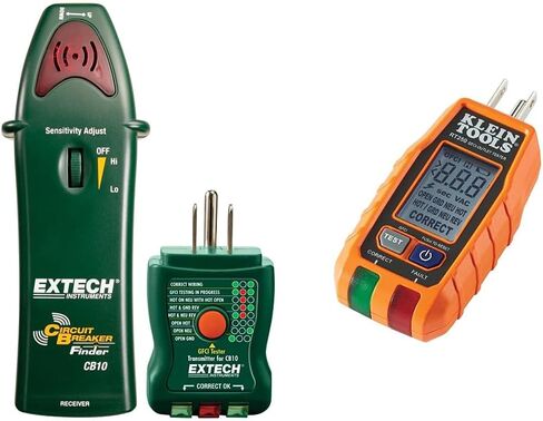 Extech - 1218G94EA - CB10 مكتشف قاطع الدائرة، يحدد موقع الصمامات/القواطع، أوعية الاختبار ودوائر GFCI، أخضر، أحمر in Kuwait