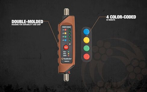 جهاز اختبار/رسم الخرائط Southwire M500CX4 Coax الاستمرارية، تصميم متين، إيقاف تشغيل تلقائي، غلاف مزدوج القالب، شاشة LED سهلة الفهم، تتضمن 4 أجهزة تحكم عن بعد مرمزة بالألوان in Kuwait
