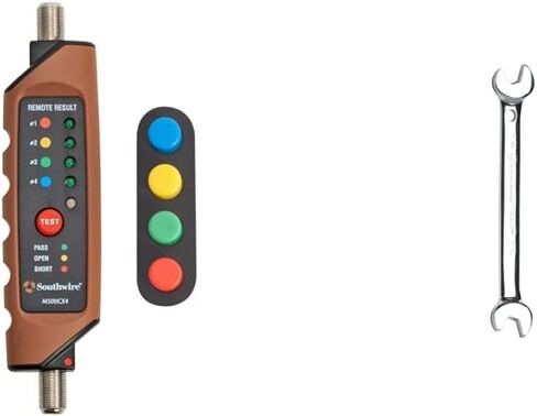 جهاز اختبار/رسم الخرائط Southwire M500CX4 Coax الاستمرارية، تصميم متين، إيقاف تشغيل تلقائي، غلاف مزدوج القالب، شاشة LED سهلة الفهم، تتضمن 4 أجهزة تحكم عن بعد مرمزة بالألوان in Saudi Arabia