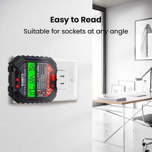 كاشف وعاء GFCI الكهربائي من KAIWEETS مع شاشة LCD، مدقق مقبس الجهد الكهربي 3 شقوق 120 فولت، 6 مؤشرات مرئية/أسطورة الأسلاك للمنزل in Kuwait