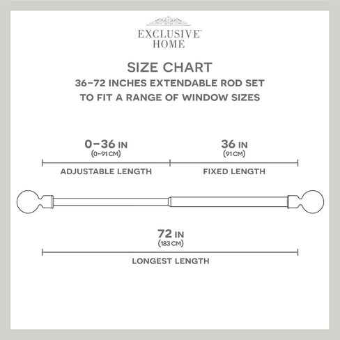 Exclusive Home Vulcan 1" Window Curtain Rod and Finial Set, Adjustable 36"-72", Matte Black in Saudi Arabia