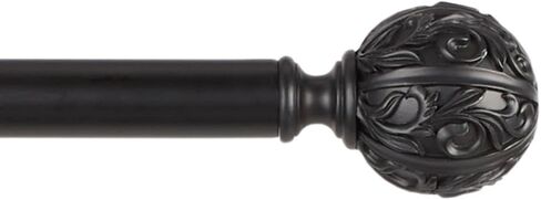 Exclusive Home Vulcan 1" Window Curtain Rod and Finial Set, Adjustable 36"-72", Matte Black in Saudi Arabia