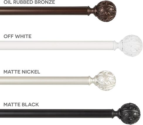 Exclusive Home Vulcan 1" Window Curtain Rod and Finial Set, Adjustable 36"-72", Matte Black in Saudi Arabia