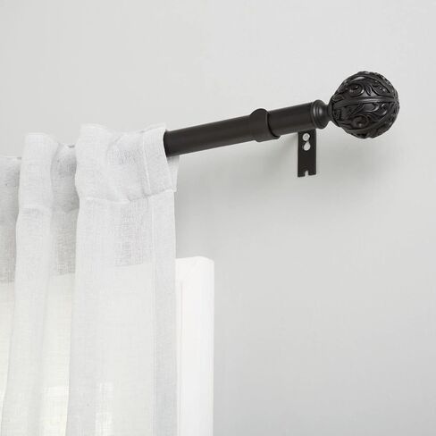 Exclusive Home Vulcan 1" Window Curtain Rod and Finial Set, Adjustable 36"-72", Matte Black in Saudi Arabia