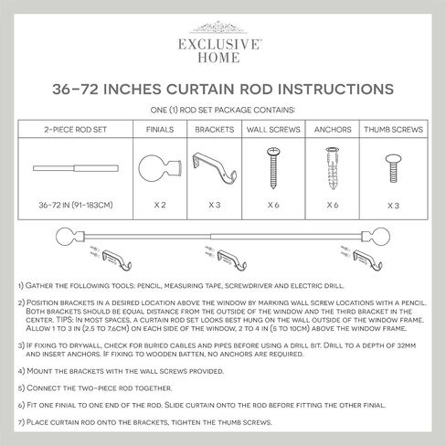 Exclusive Home Vulcan 1" Window Curtain Rod and Finial Set, Adjustable 36"-72", Matte Black in Saudi Arabia