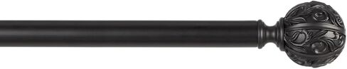 Exclusive Home Vulcan 1" Window Curtain Rod and Finial Set, Adjustable 36"-72", Matte Black in Saudi Arabia