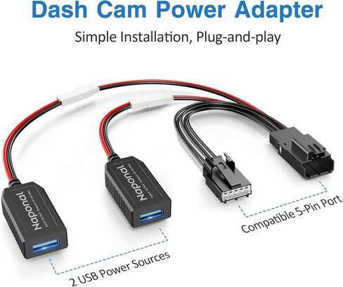 محول طاقة GPS DashCam، (موصل 5Pin Type F) محطة شاحن رادار كاميرا مرآة GPS كابل شاحن كاميرا Dash Cam لاختيار Ford Bronco Sport، Explorer والمزيد مع مرآة الرؤية الخلفية ذات التعتيم التلقائي in Kuwait