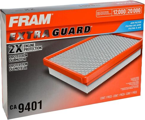 FRAM Extra Guard CA9401 فلتر هواء المحرك البديل لنماذج مختارة من كرايسلر ودودج ورام، يوفر ما يصل إلى 12 شهرًا أو 12000 ميل حماية الفلتر in Kuwait