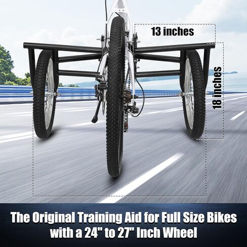 Heavy-Duty Stabilizer Wheels for Adult Bicycles, The Original Training Aid for Full Size Bikes with a 24" to 27" Inch Wheel, Supports over 300 LBS, Black, 16-Inch in Kuwait