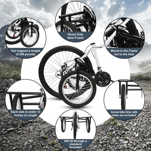 Heavy-Duty Stabilizer Wheels for Adult Bicycles, The Original Training Aid for Full Size Bikes with a 24" to 27" Inch Wheel, Supports over 300 LBS, Black, 16-Inch in Kuwait