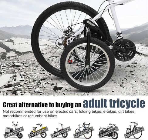 Heavy-Duty Stabilizer Wheels for Adult Bicycles, The Original Training Aid for Full Size Bikes with a 24" to 27" Inch Wheel, Supports over 300 LBS, Black, 16-Inch in Kuwait