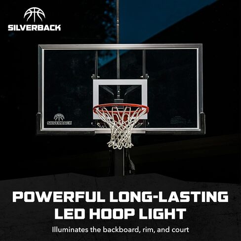 يضيء مصباح حلقة كرة السلة LED Silverback اللوحة الخلفية والحافة والملعب ويناسب الأطواق المربعة ذات الظهر الفضي وGoaliath الموجودة على الأرض in Saudi Arabia