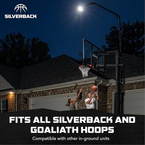 يضيء مصباح حلقة كرة السلة LED Silverback اللوحة الخلفية والحافة والملعب ويناسب الأطواق المربعة ذات الظهر الفضي وGoaliath الموجودة على الأرض in Saudi Arabia