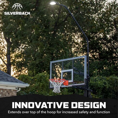 يضيء مصباح حلقة كرة السلة LED Silverback اللوحة الخلفية والحافة والملعب ويناسب الأطواق المربعة ذات الظهر الفضي وGoaliath الموجودة على الأرض in Saudi Arabia