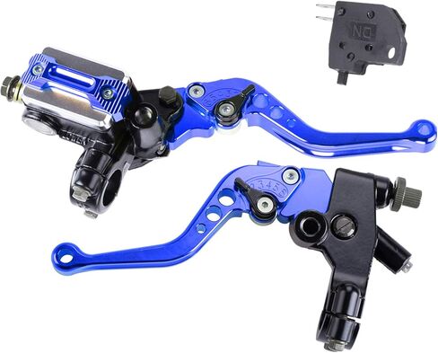 MRELC Universal Motorcycle 7/8" 22 مم مقود الفرامل أسطوانة القابض الرئيسية رافعة CNC اليسار واليمين مجموعة متوافقة مع Harley Honda Kawasaki سوزوكي ياماها (قطر المكبس 12.7 مم (أزرق) in Kuwait