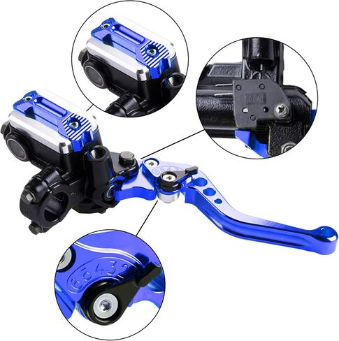 MRELC Universal Motorcycle 7/8" 22 مم مقود الفرامل أسطوانة القابض الرئيسية رافعة CNC اليسار واليمين مجموعة متوافقة مع Harley Honda Kawasaki سوزوكي ياماها (قطر المكبس 12.7 مم (أزرق) in Kuwait