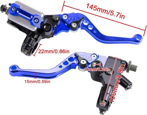 MRELC Universal Motorcycle 7/8" 22 مم مقود الفرامل أسطوانة القابض الرئيسية رافعة CNC اليسار واليمين مجموعة متوافقة مع Harley Honda Kawasaki سوزوكي ياماها (قطر المكبس 12.7 مم (أزرق) in Kuwait