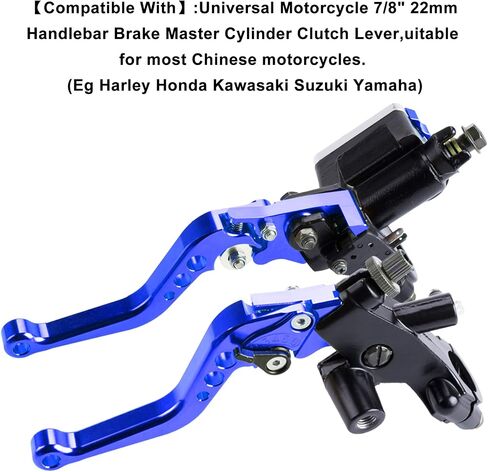 MRELC Universal Motorcycle 7/8" 22 مم مقود الفرامل أسطوانة القابض الرئيسية رافعة CNC اليسار واليمين مجموعة متوافقة مع Harley Honda Kawasaki سوزوكي ياماها (قطر المكبس 12.7 مم (أزرق) in Kuwait