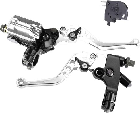 MRELC Universal Motorcycle 7/8" 22 مم مقود الفرامل أسطوانة القابض الرئيسية رافعة CNC اليسار واليمين مجموعة متوافقة مع Harley Honda Kawasaki سوزوكي ياماها (قطر المكبس 12.7 مم (أزرق) in Kuwait